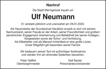 Traueranzeige von Ulf Neumann  von Magdeburger Volksstimme
