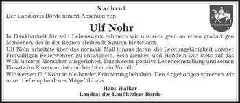 Traueranzeige von Ulf Nohr  von Magdeburger Volksstimme