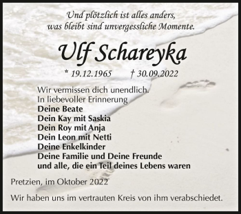 Traueranzeige von Ulf Schareyka  von Magdeburger Volksstimme