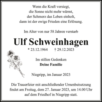 Traueranzeige von Ulf Schweinhagen  von Magdeburger Volksstimme