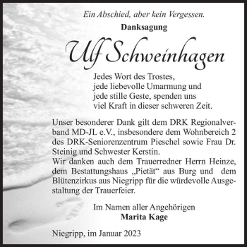 Traueranzeige von Ulf Schweinhagen  von Magdeburger Volksstimme