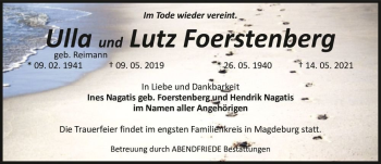 Traueranzeige von Ulla Foerstenberg (geb. Reimann) und Lutz Foerstenberg  von Magdeburger Volksstimme