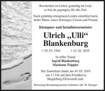 Traueranzeige von Ulrich ,,Ulli