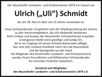 Traueranzeige von Ulrich 