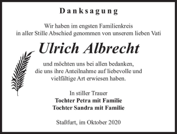 Traueranzeige von Ulrich Albrecht  von Magdeburger Volksstimme