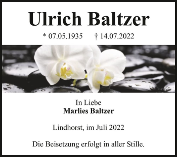 Traueranzeige von Ulrich Baltzer  von Magdeburger Volksstimme