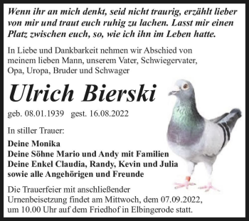 Traueranzeige von Ulrich Bierski  von Magdeburger Volksstimme