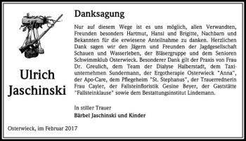 Traueranzeige von Ulrich Jaschinski  von Magdeburger Volksstimme