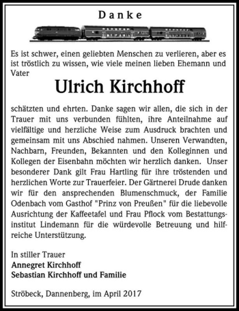 Traueranzeige von Ulrich Kirchhoff  von Magdeburger Volksstimme