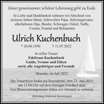 Traueranzeige von Ulrich Kuchenbuch  von Magdeburger Volksstimme