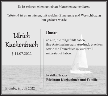 Traueranzeige von Ulrich Kuchenbuch  von Magdeburger Volksstimme
