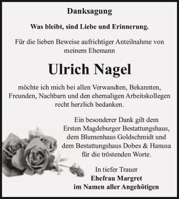 Traueranzeige von Ulrich Nagel  von Magdeburger Volksstimme