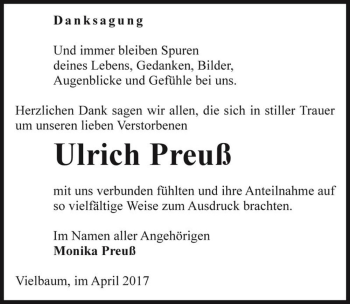 Traueranzeige von Ulrich Preuß  von Magdeburger Volksstimme