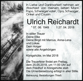 Traueranzeige von Ulrich Reichardt  von Magdeburger Volksstimme
