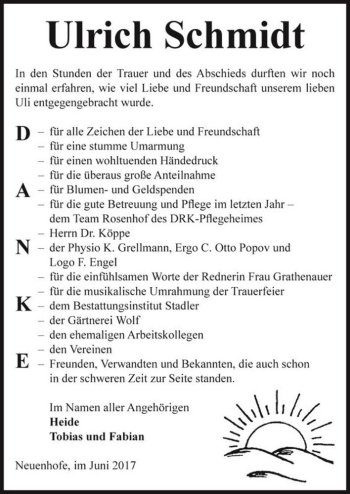 Traueranzeige von Ulrich Schmidt  von Magdeburger Volksstimme