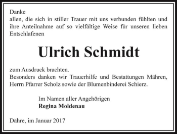 Traueranzeige von Ulrich Schmidt  von Magdeburger Volksstimme