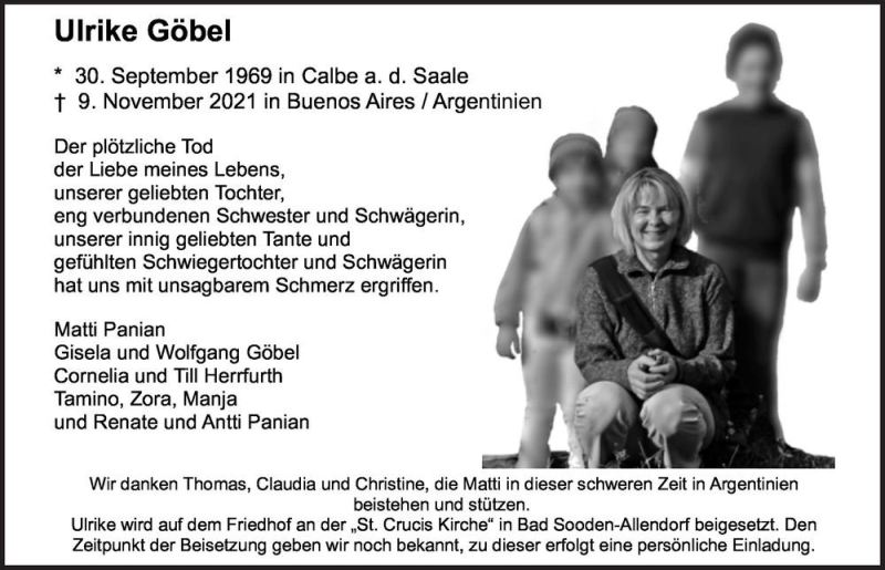  Traueranzeige für Ulrike Göbel  vom 13.11.2021 aus Magdeburger Volksstimme