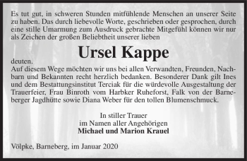 Traueranzeige von Ursel Kappe  von Magdeburger Volksstimme