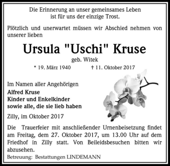Traueranzeige von Ursula 