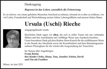 Traueranzeige von Ursula 