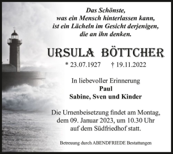 Traueranzeige von Ursula Böttcher  von Magdeburger Volksstimme