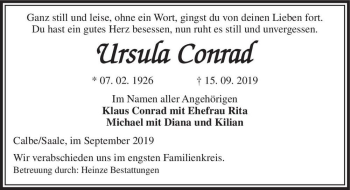 Traueranzeige von Ursula Conrad  von Magdeburger Volksstimme