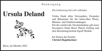 Traueranzeige von Ursula Deland  von Magdeburger Volksstimme