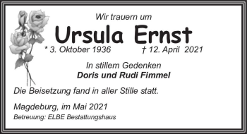Traueranzeige von Ursula Ernst  von Magdeburger Volksstimme
