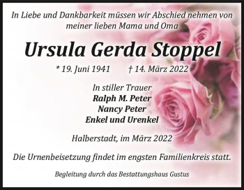 Traueranzeige von Ursula Gerda Stoppel  von Magdeburger Volksstimme