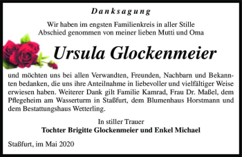 Traueranzeige von Ursula Glockenmeier  von Magdeburger Volksstimme