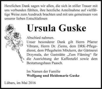 Traueranzeige von Ursula Guske  von Magdeburger Volksstimme