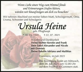 Traueranzeige von Ursula Heine (geb. Pflughaupt)  von Magdeburger Volksstimme