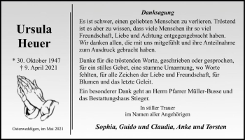 Traueranzeige von Ursula Heuer  von Magdeburger Volksstimme