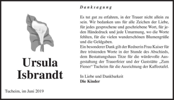 Traueranzeige von Ursula Isbrandt  von Magdeburger Volksstimme