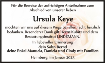 Traueranzeige von Ursula Keye  von Magdeburger Volksstimme