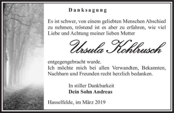 Traueranzeige von Ursula Kohlrusch  von Magdeburger Volksstimme