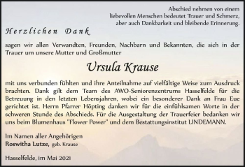 Traueranzeige von Ursula Krause  von Magdeburger Volksstimme