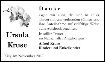 Traueranzeige von Ursula Kruse  von Magdeburger Volksstimme