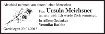 Traueranzeige von Ursula Meichsner  von Magdeburger Volksstimme