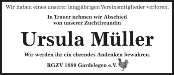 Traueranzeige von Ursula Müller  von Magdeburger Volksstimme