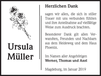 Traueranzeige von Ursula Müller  von Magdeburger Volksstimme