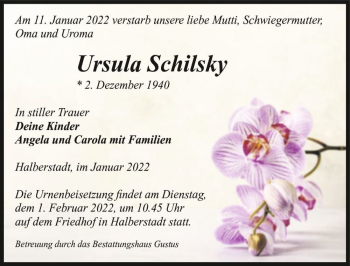 Traueranzeige von Ursula Schilsky  von Magdeburger Volksstimme