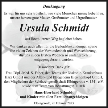 Traueranzeige von Ursula Schmidt  von Magdeburger Volksstimme
