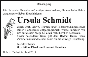 Traueranzeige von Ursula Schmidt  von Magdeburger Volksstimme