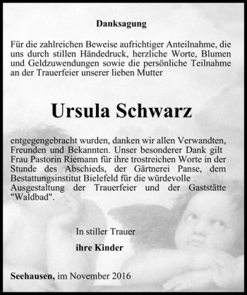 Traueranzeige von Ursula Schwarz  von Magdeburger Volksstimme