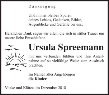 Traueranzeige von Ursula Spreemann  von Magdeburger Volksstimme