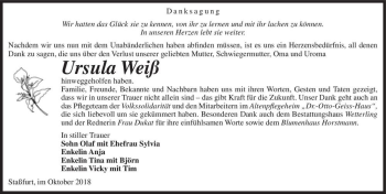 Traueranzeige von Ursula Weiß  von Magdeburger Volksstimme