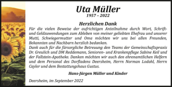 Traueranzeige von Uta Müller  von Magdeburger Volksstimme