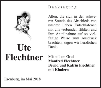 Traueranzeige von Ute Flechtner  von Magdeburger Volksstimme