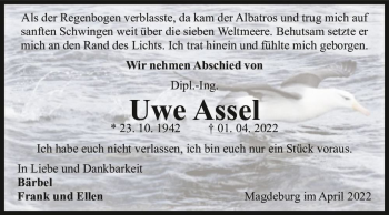 Traueranzeige von Uwe Assel  von Magdeburger Volksstimme